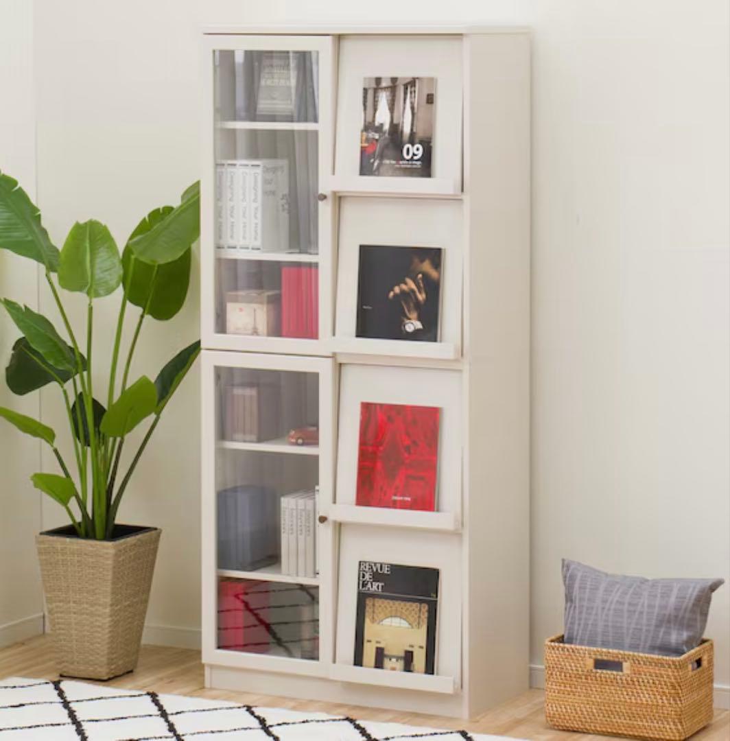 ニトリ　フラップ扉本棚　ホワイト ディスプレイできるフラップ扉書棚 (WW) | ニトリネット【公式】 家具