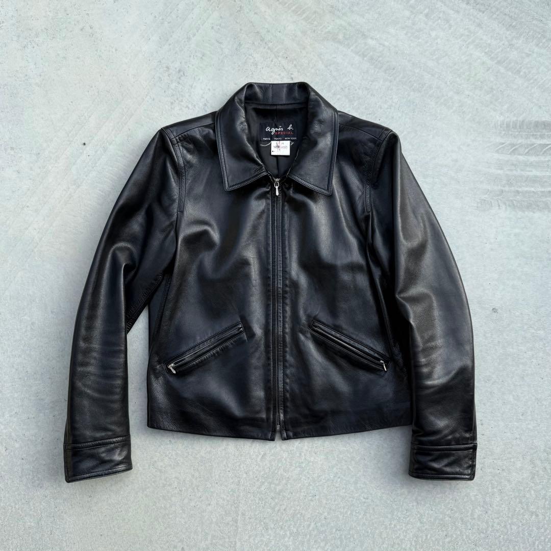 【サイズ2】90s agnès b special leather jacket Agnes b 1990s Special Line Napoleon Lamb Leather Jacket Buttons Up