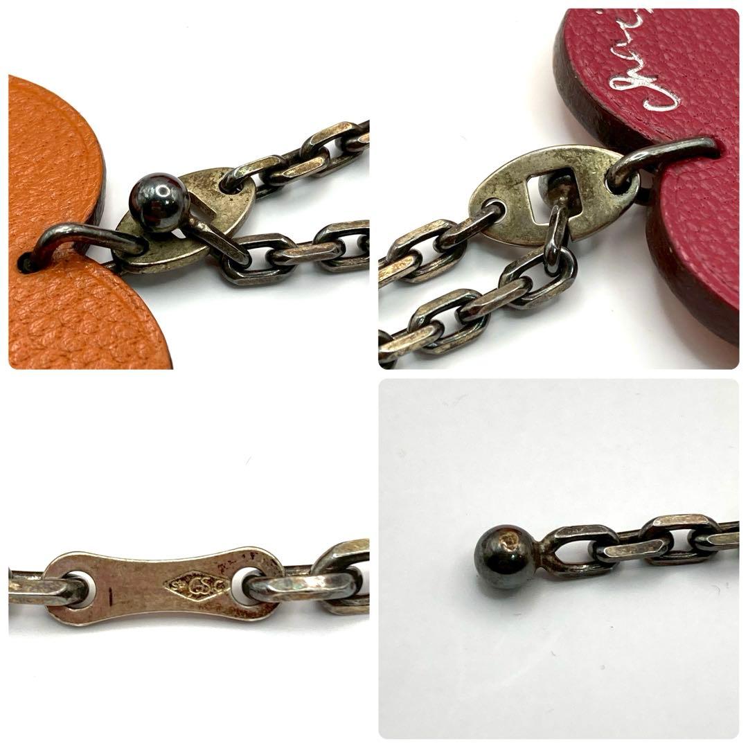 美品】エルメス レザーキーホルダー ハート バレンタイン限定 オレンジ