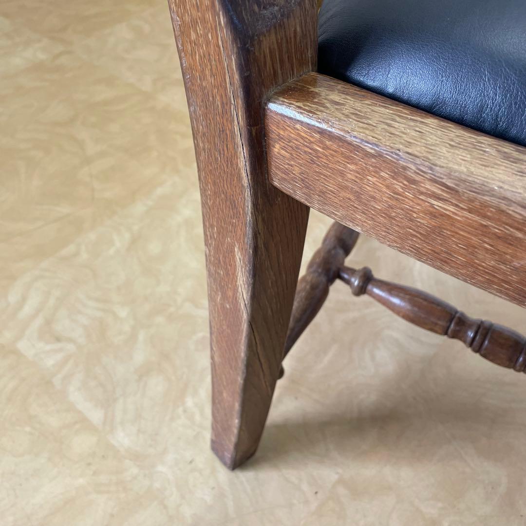 ルーマニア製 オーク材 猫脚チェア 本革 レザー 彫刻 椅子 イス