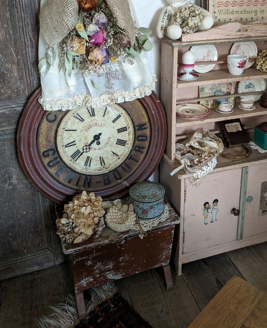 三連休値下げ アンティーク ヴィンテージ ペイント フットスツール 収納