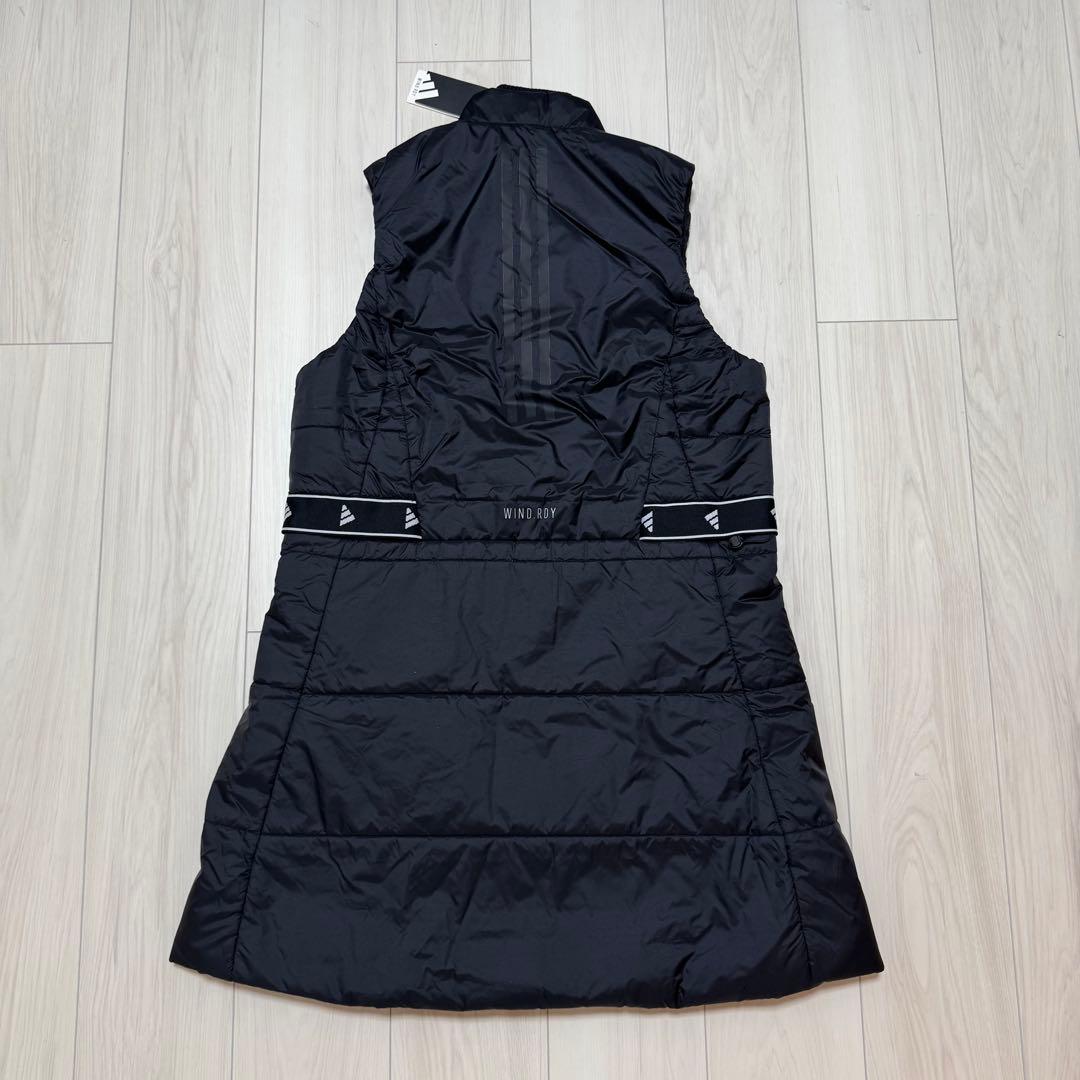 新品 アディダスゴルフ 中綿 ワンピース ロング丈 ダウンベスト 黒