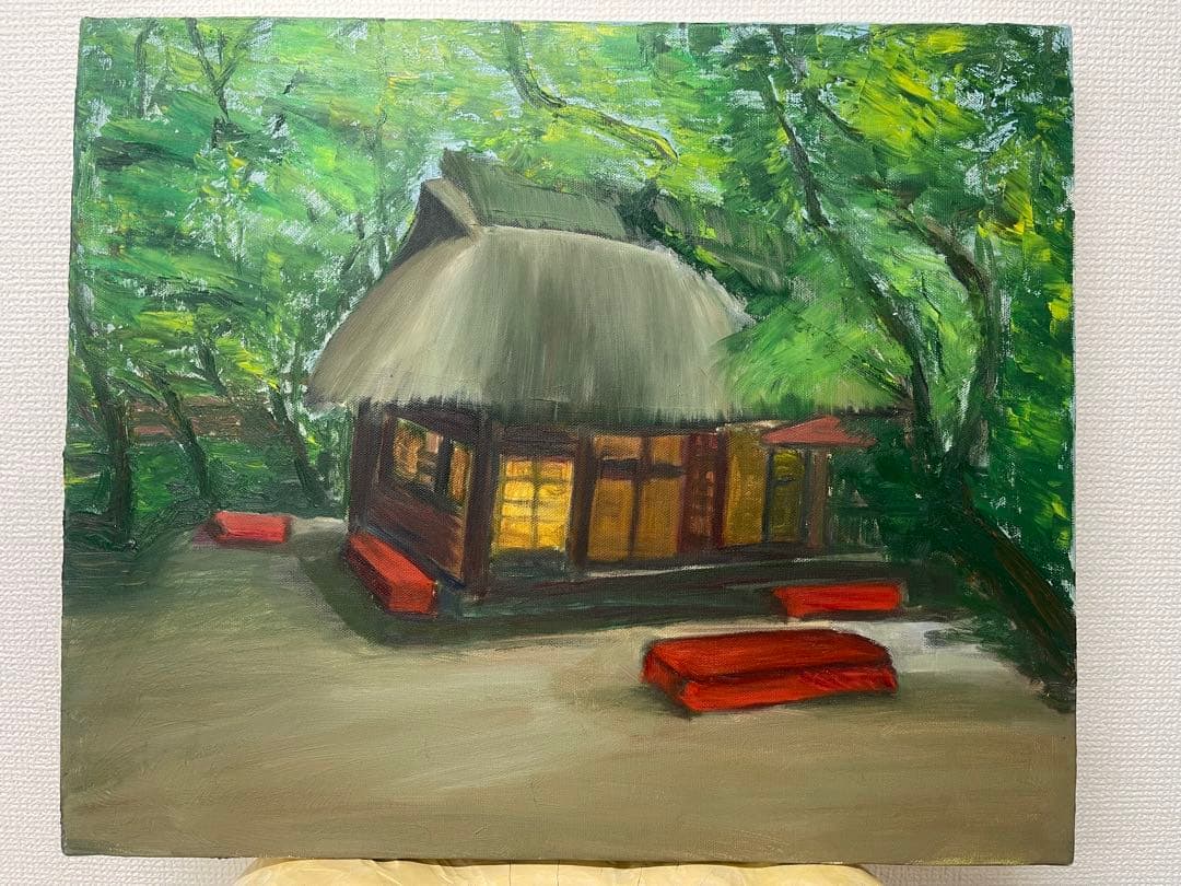 油彩画 自然の風景 茅葺き屋根 楽天市場】絵画 油絵 額入り油彩 F4サイズ 手描き 猿渡一根 油彩 丹波