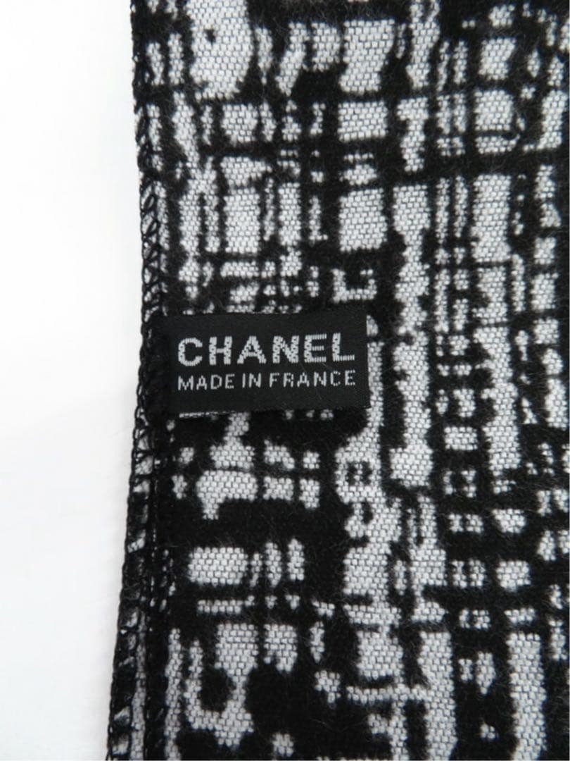 CHANEL】シャネル ココマーク ロゴ カシミヤ×シルク ストール 袋なし