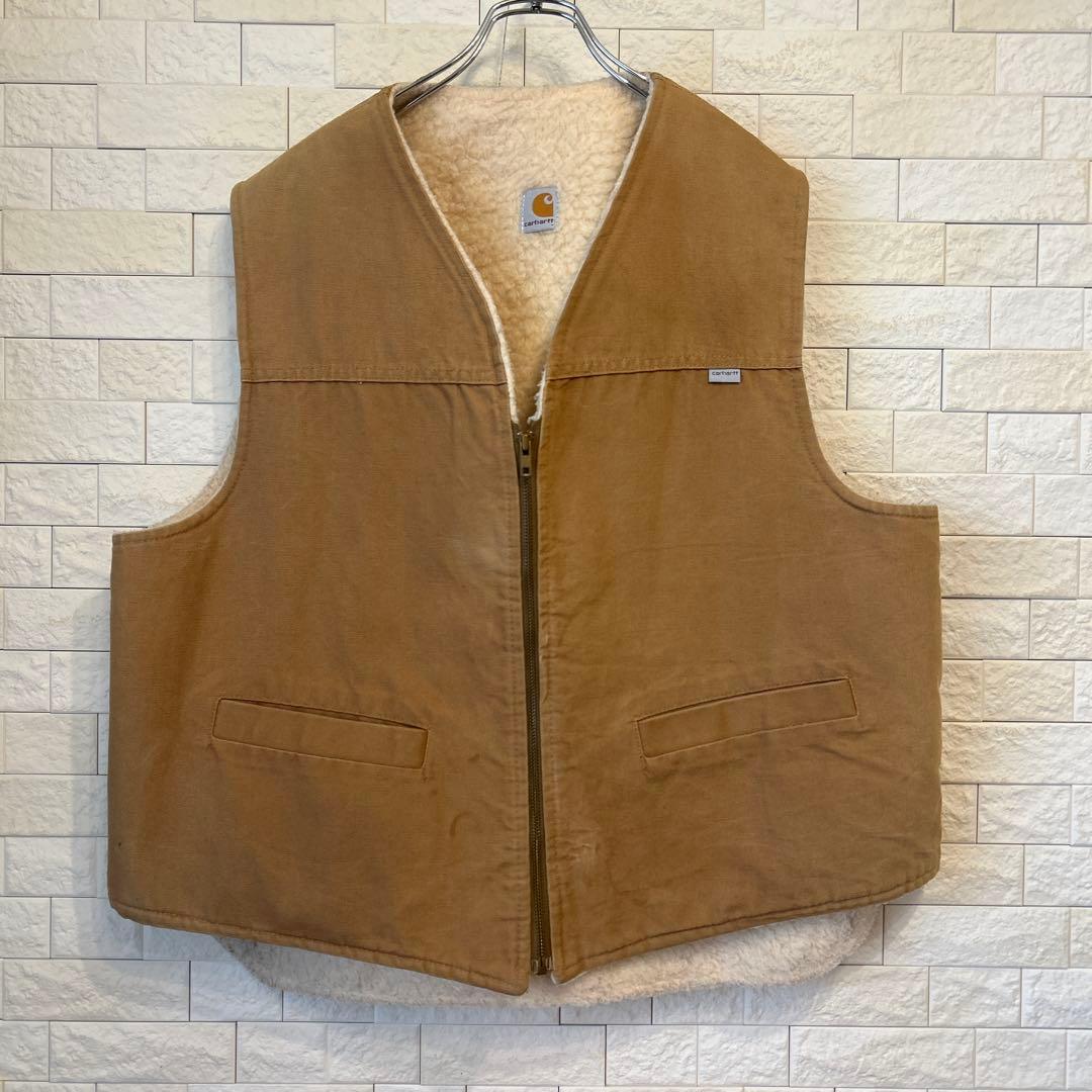 Carhartt vest カーハート ジップアップベスト　XXL 80s US VTG Carhartt Vest 2XL Men's USA Union Brown Full Zip Quilt Lined