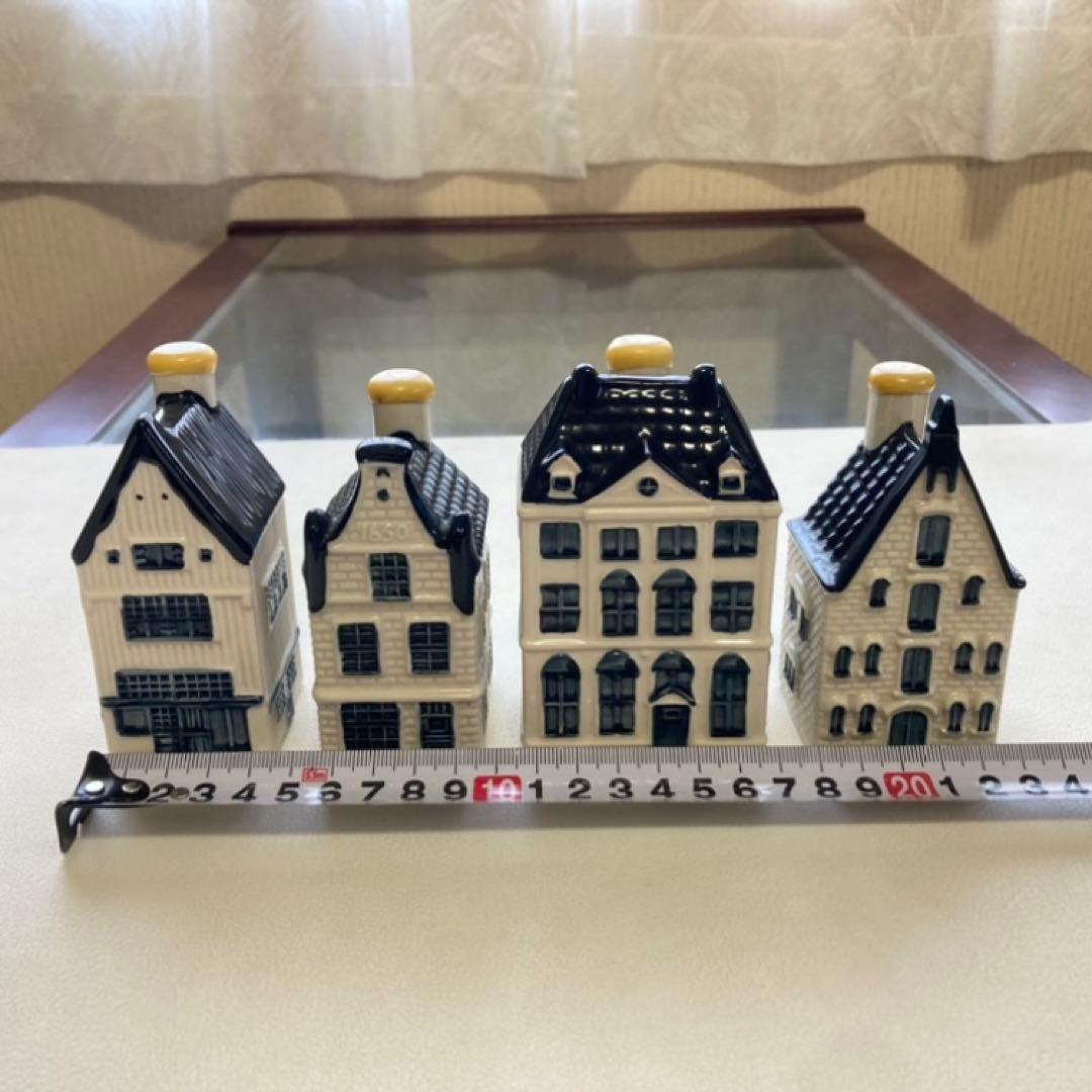 KLM オランダ航空 デルフトブルー ミニチュアハウス 家 陶器 4点 美品