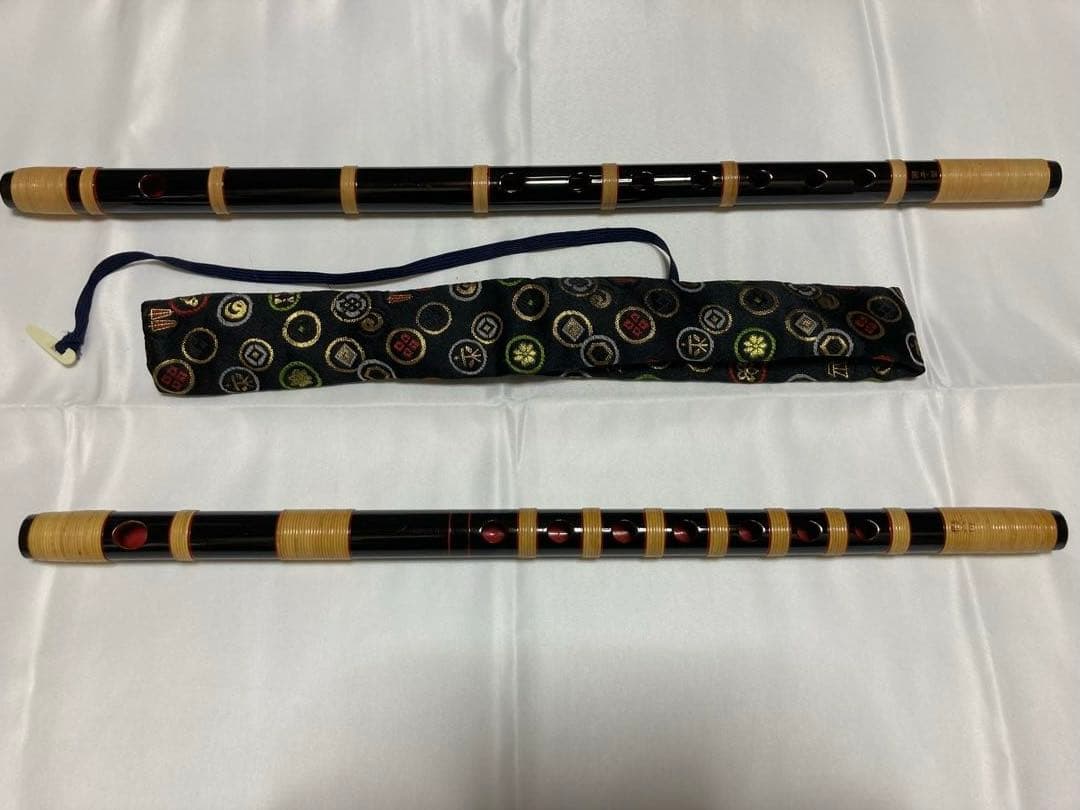 篠笛　獅子田 楽天市場】【訳あり】【篠笛】獅子田 竹峰（竹渓） 黒塗 両巻 七つ穴
