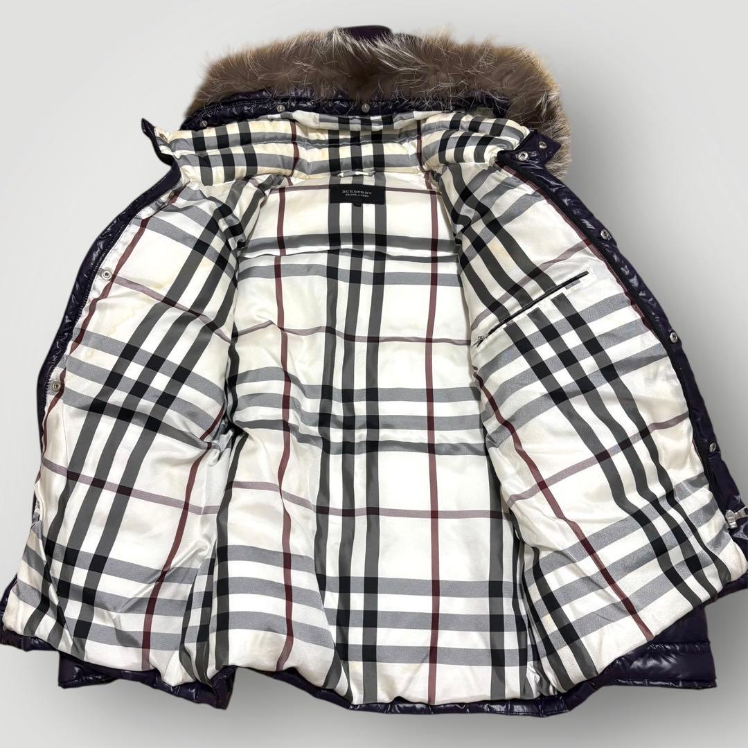 BURBERRY BLACK LABEL ファー付き ダウンジャケット パープル - メルカリ