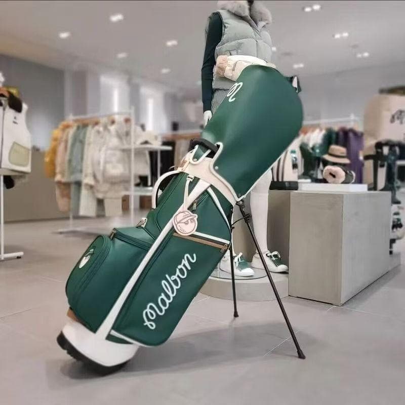 Malbon スタンド式ゴルフバッグ グリーン 防水 4.8kg