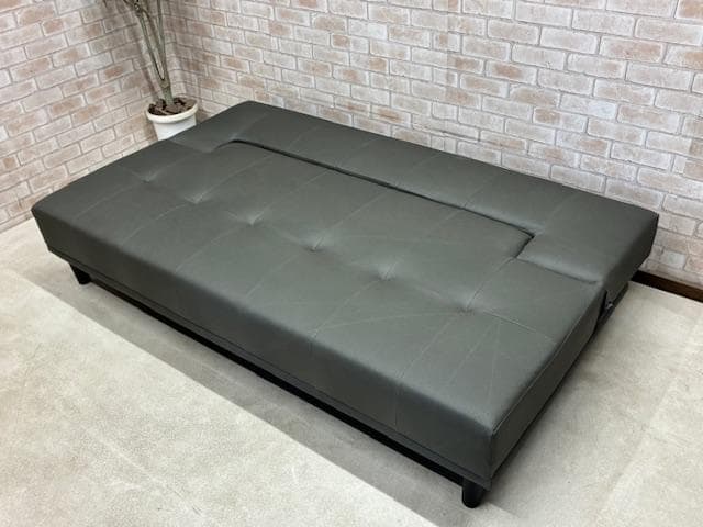 ソファーベッド ソファ レザーファブリック ダークグレー モダン 未