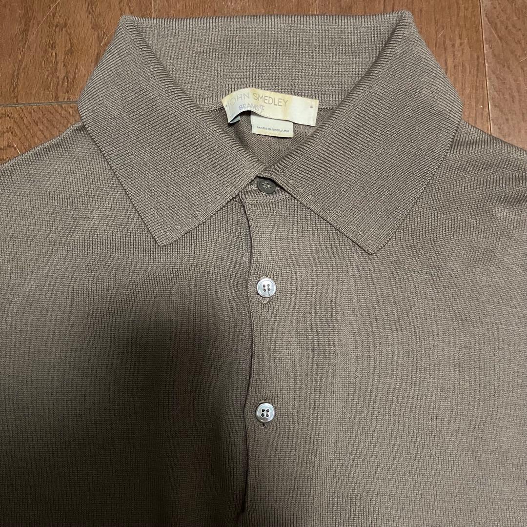 冬も春も‼️定番ジョンスメ】24Gメリノウールポロ・ブラウングレー・M