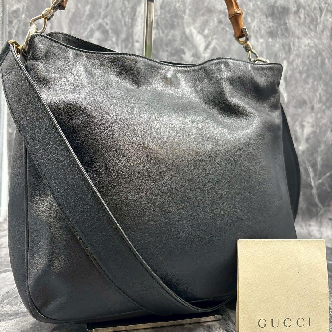 ✨美品✨GUCCI ショルダーバッグ 2way バンブー レザー ブラック GUCCI（グッチ） バンブー 2WAYバッグ トートバック ハンドバッグ
