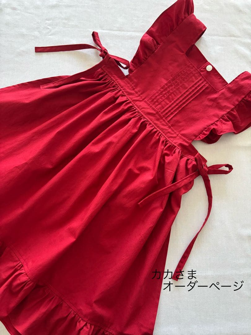 カカさま　オーダーページ　被布エプロン　エプロンワンピース エプロン フレアギャザークロスエプロン かぶるだけ ワンピースエプロン