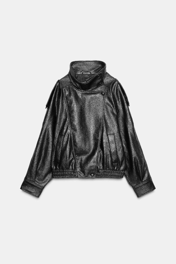 タグ付き新品♡ ZARA フェイクレザージャケット Lサイズ ブラック ザラ