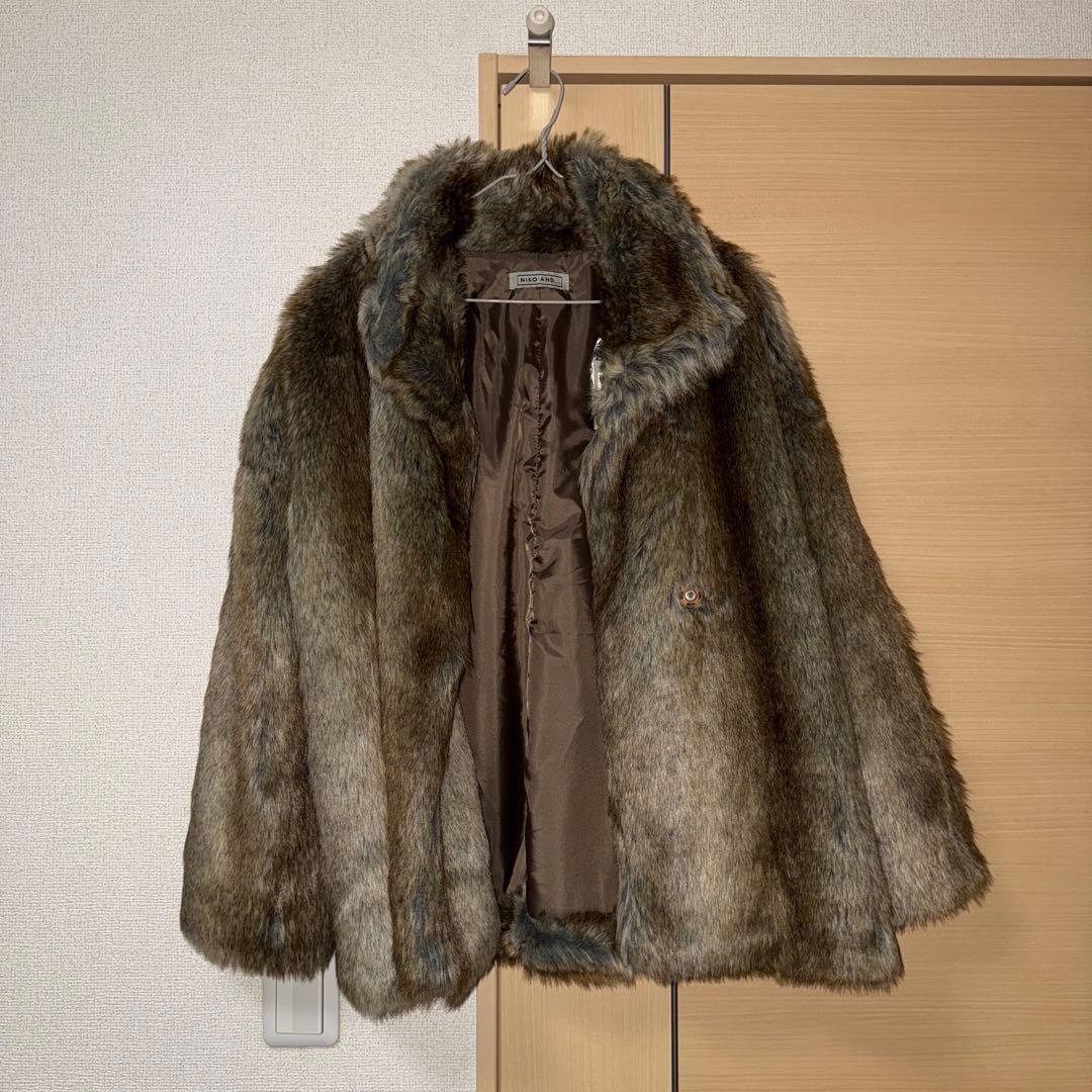 00s 超希少 LIZLISA ファー&ポンポン ふわふわ花柄ポンチョ コート