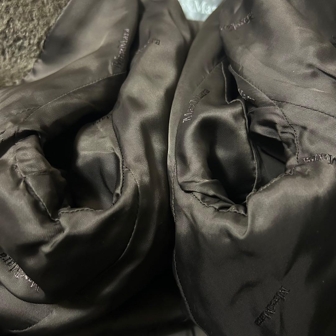 マックスマーラ 銀タグ アルパカシャギーコート ロング 裏地ロゴ