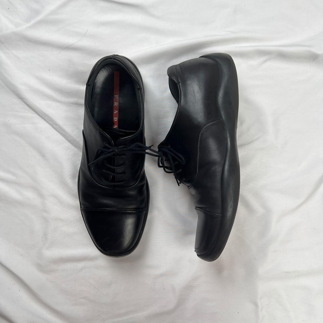 PRADA SPORT leather dress shoes black