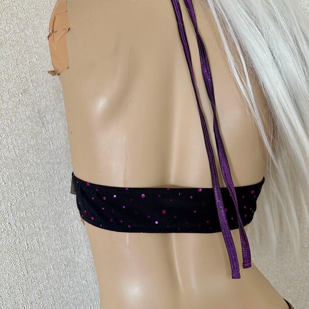 タグ付き【MA＊RS】チェーン付きスパンコールパープルラメ見せブラmars