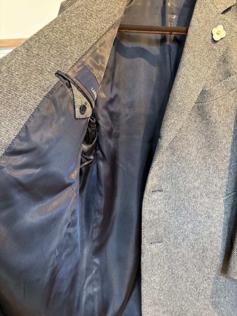 極美品 カシミヤ100% ラルディーニ チェスターコート 灰色 グレー 52