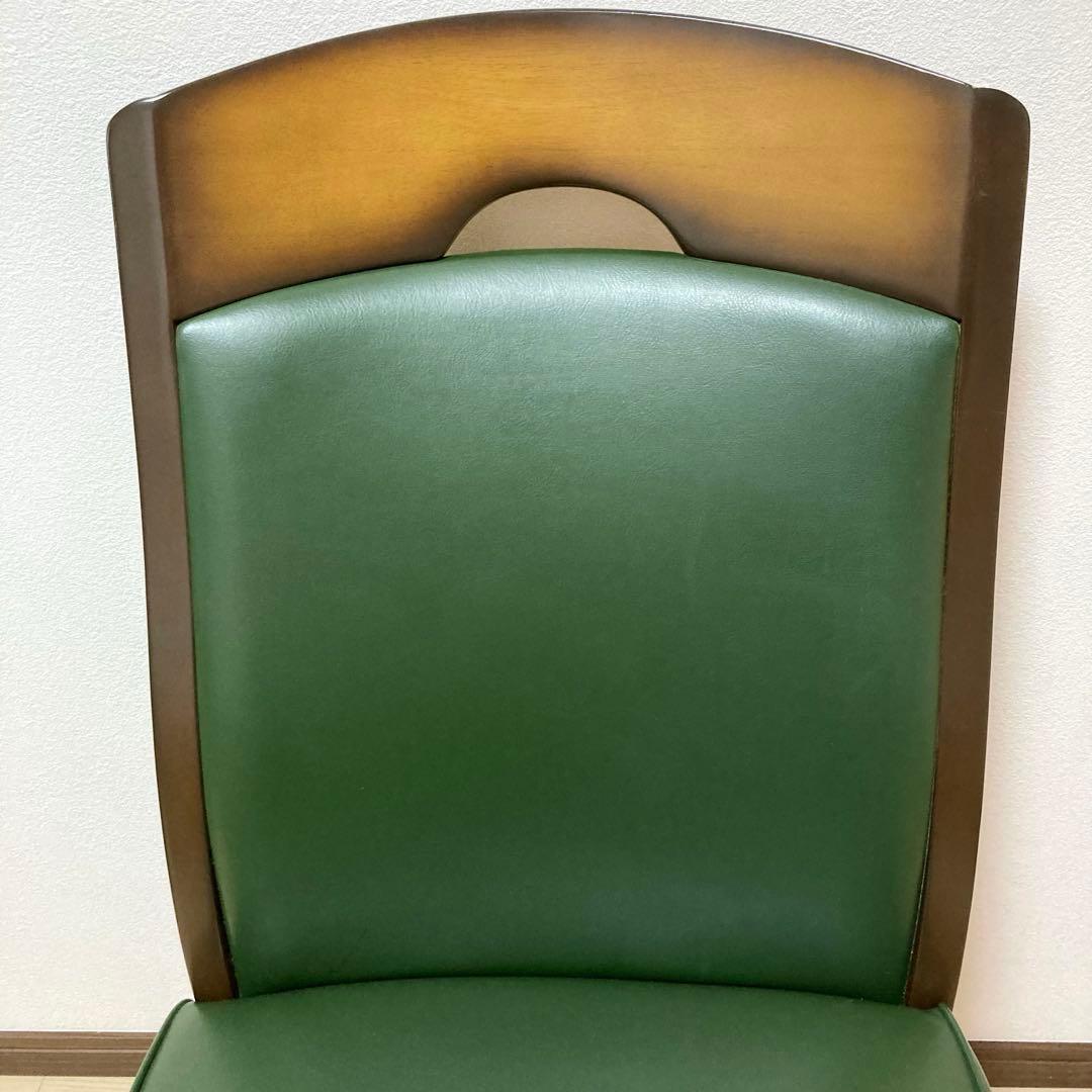 大塚家具 ダイニングチェア 椅子 天然木 高級感 バネ入り 濃緑 1脚