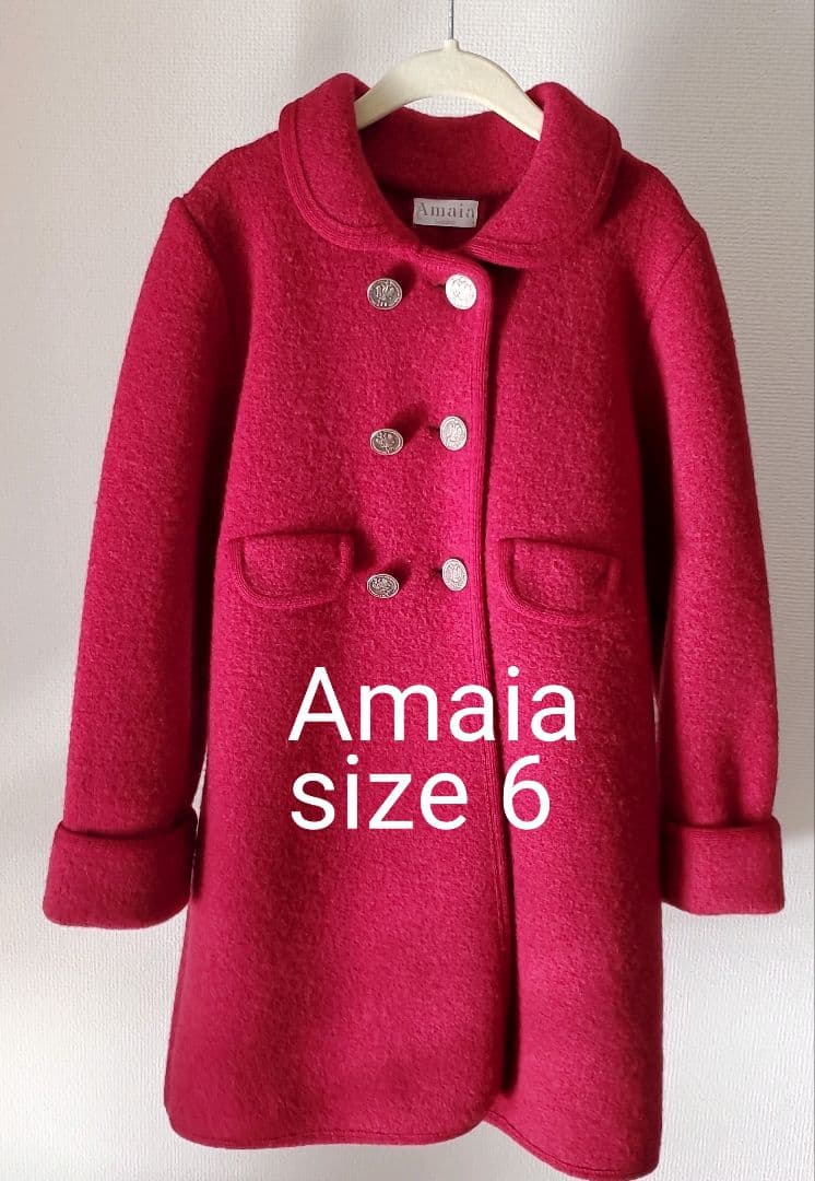 アマイアキッズコート Amaia Razorbil サイズ6 バーガンディ Amaia Kids - Razorbil coat - Burgundy アマイアキッズ - ウールコート