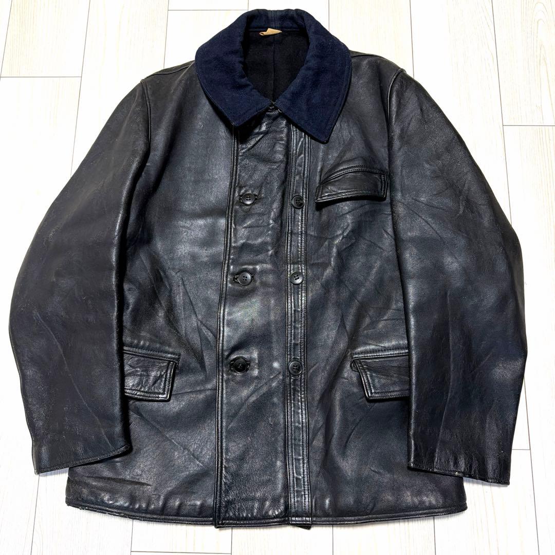 極上 50〜60s コルビジェジャケット レザー フランス ウール襟 ユーロ