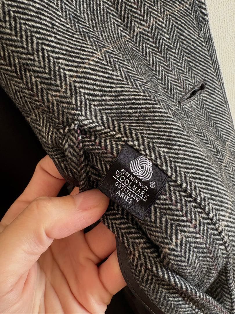 DAKS ダックス カシミア バルマカンコート グレーチェック サイズL