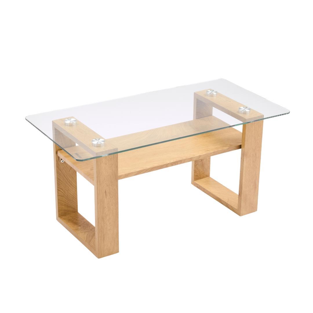 ガラステーブル ローテーブル 幅80x奥40x高38.5cm 組立簡単ナチュラル