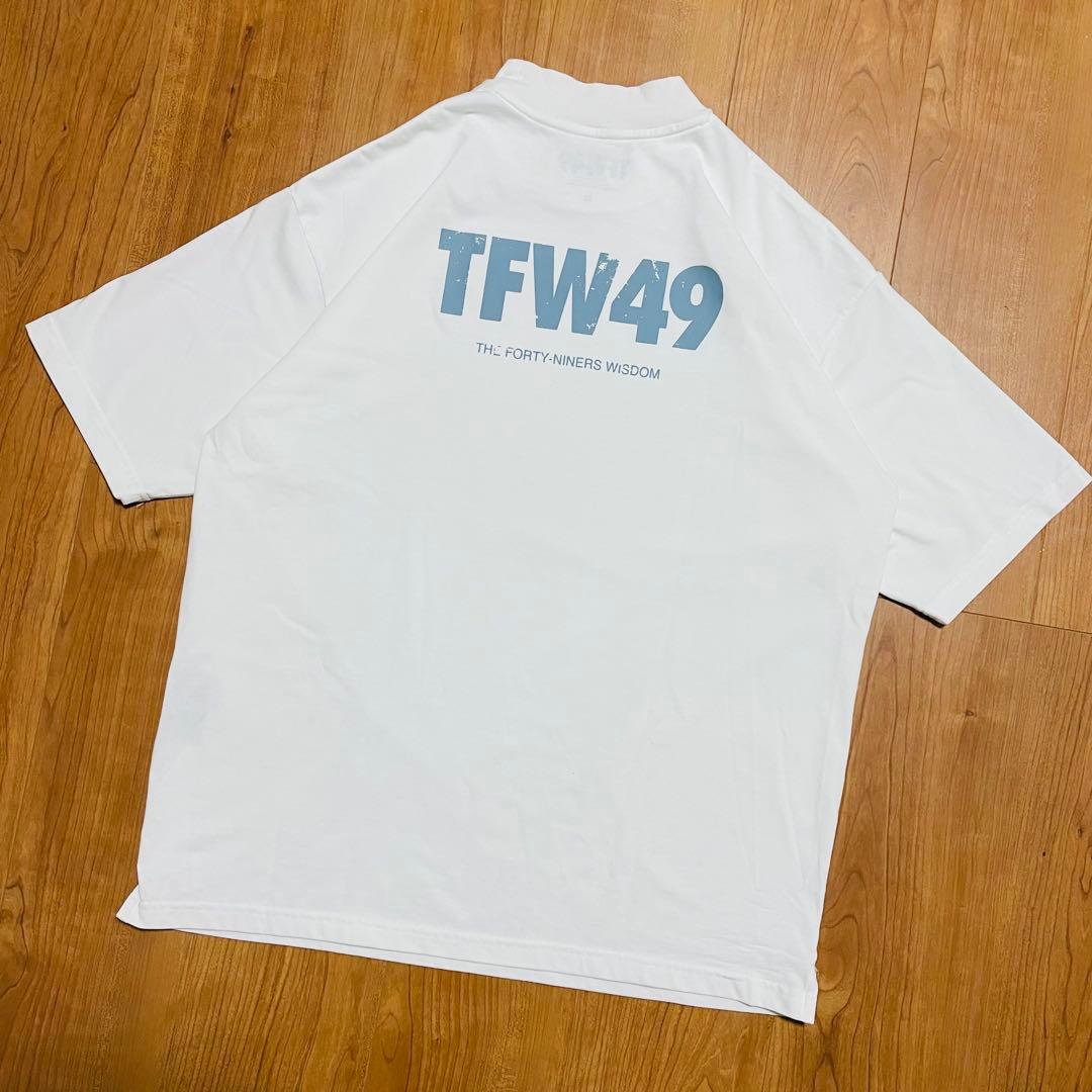 TFW49 モックネック　Tシャツ L ホワイト　ゴルフ TFW49 - RELAX MOCK NECK T | モックネックシャツ | ホワイト×グレー