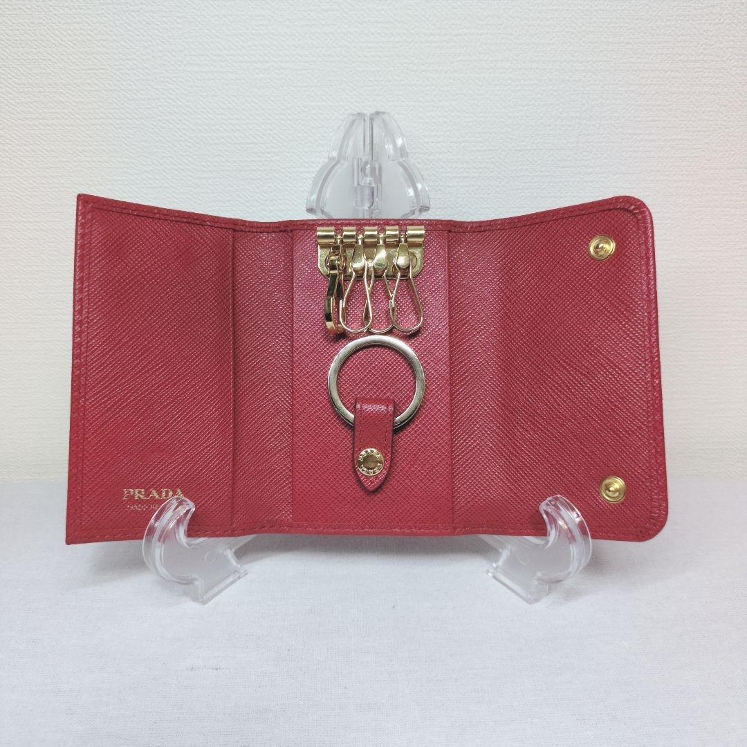 美品 PRADA プラダ ピンク レザー キーケース 4連 リング付 即出荷