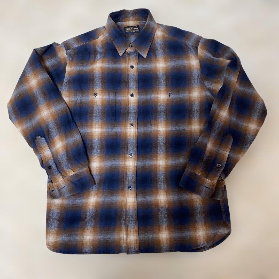激レア美品！ Pendleton 長袖ネルシャツ オンブレ シャドー チェック 70s pendleton ウール シャツ オンブレ S/シャドーチェック outdoors