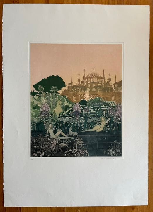 銅版画 : 山下清澄 ヴィラ・アドリアーノ／イタリアの幻想シリーズ