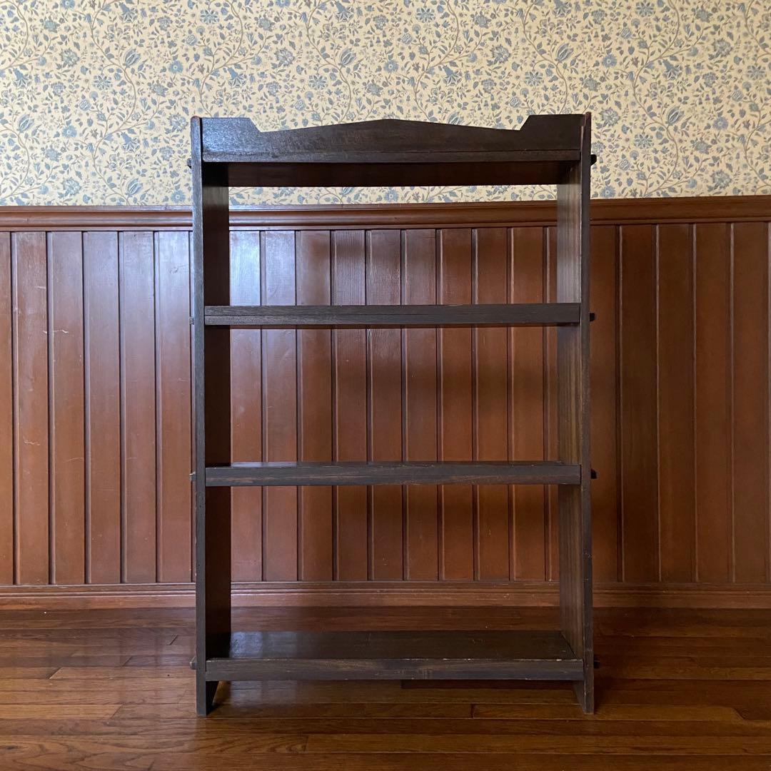 アンティーク 古い本棚 レトロ 楔棚 オープンラック くさび棚