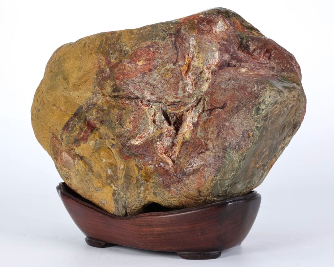 岐阜県産【土岐石】8.5kg 共箱付 台座付 水石 鑑賞石 天然石 美石 飾石