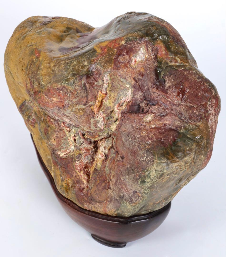 岐阜県産【土岐石】8.5kg 共箱付 台座付 水石 鑑賞石 天然石 美石 飾石