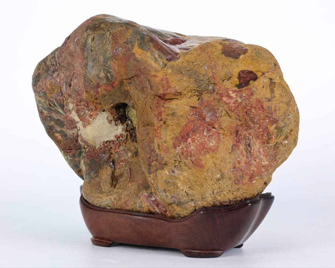 岐阜県産【土岐石】8.5kg 共箱付 台座付 水石 鑑賞石 天然石 美石 飾石