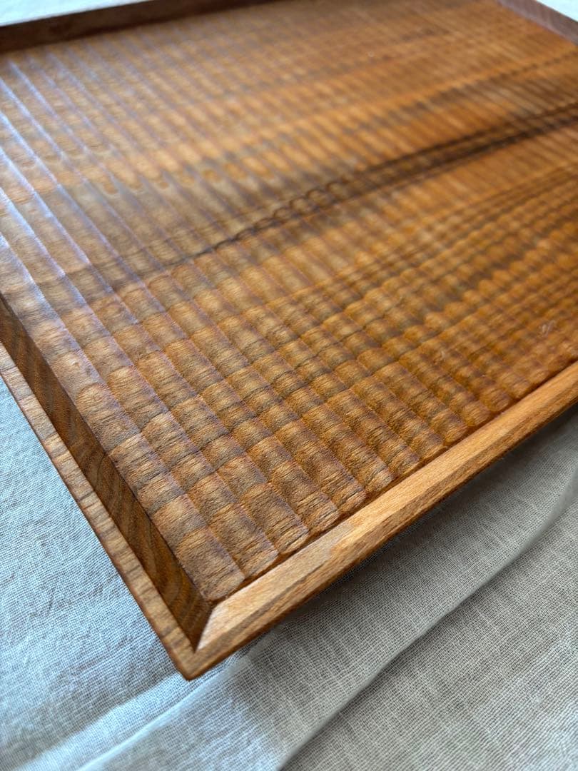 加賀雅之 彫り盆 クルミ