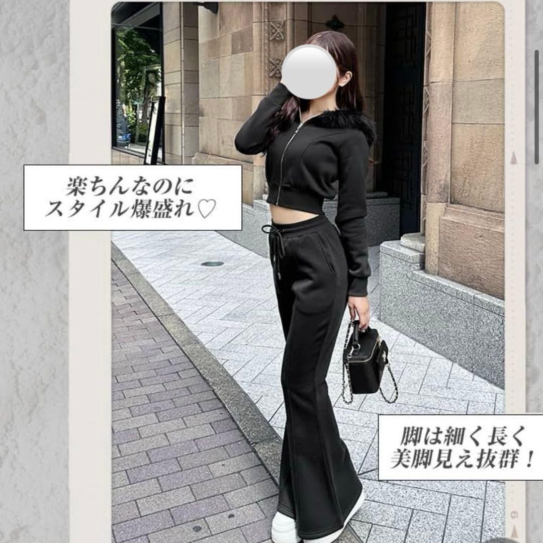 rady フードファーセットアップ ブラック 細見え ファーフード 裏起毛