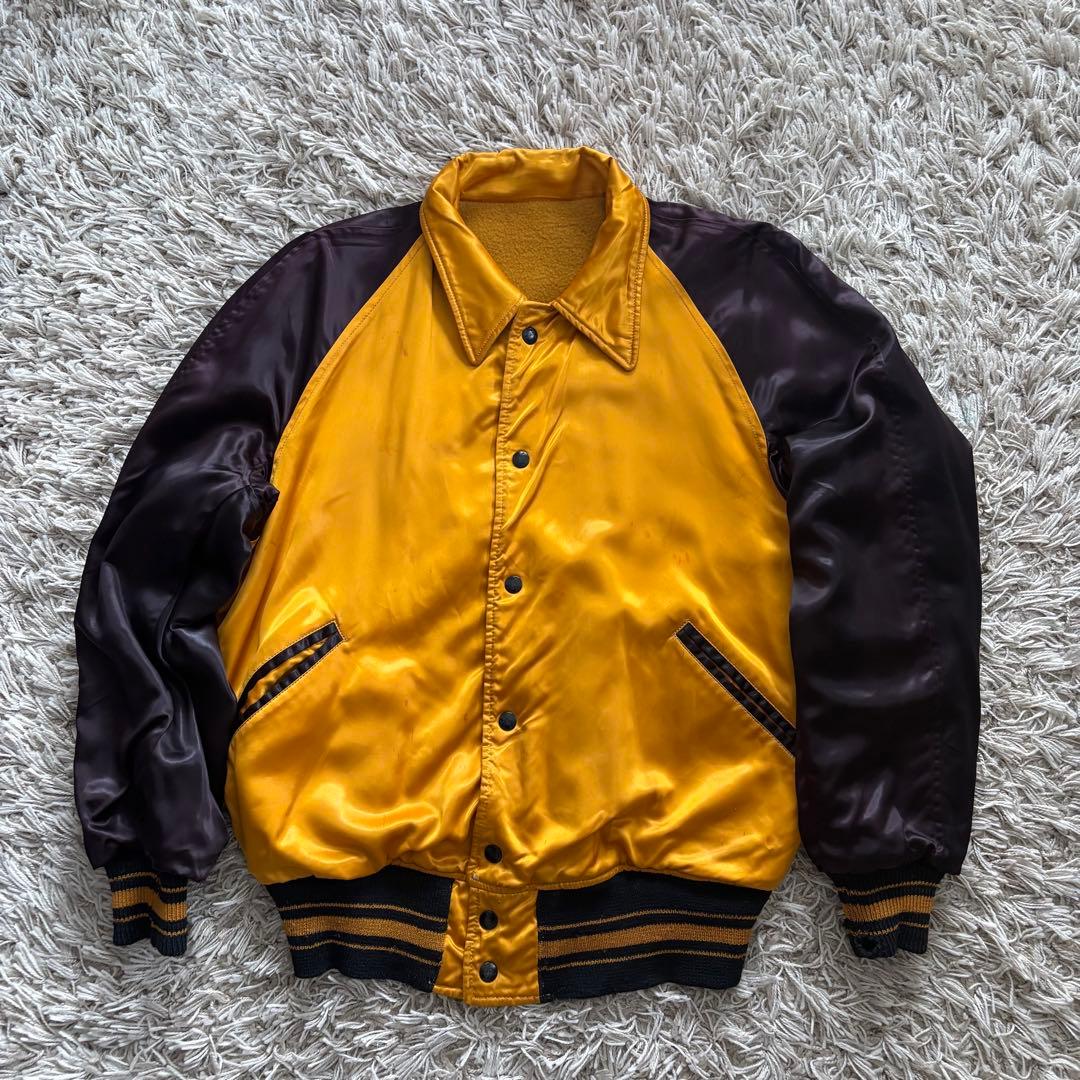 40sButwin / バトウィン ヴィンテージ スタジャン リバーシブルUSA 1950s〜【BUTWIN】リバーシブルスタジャン メルトン×サテン - 古着屋