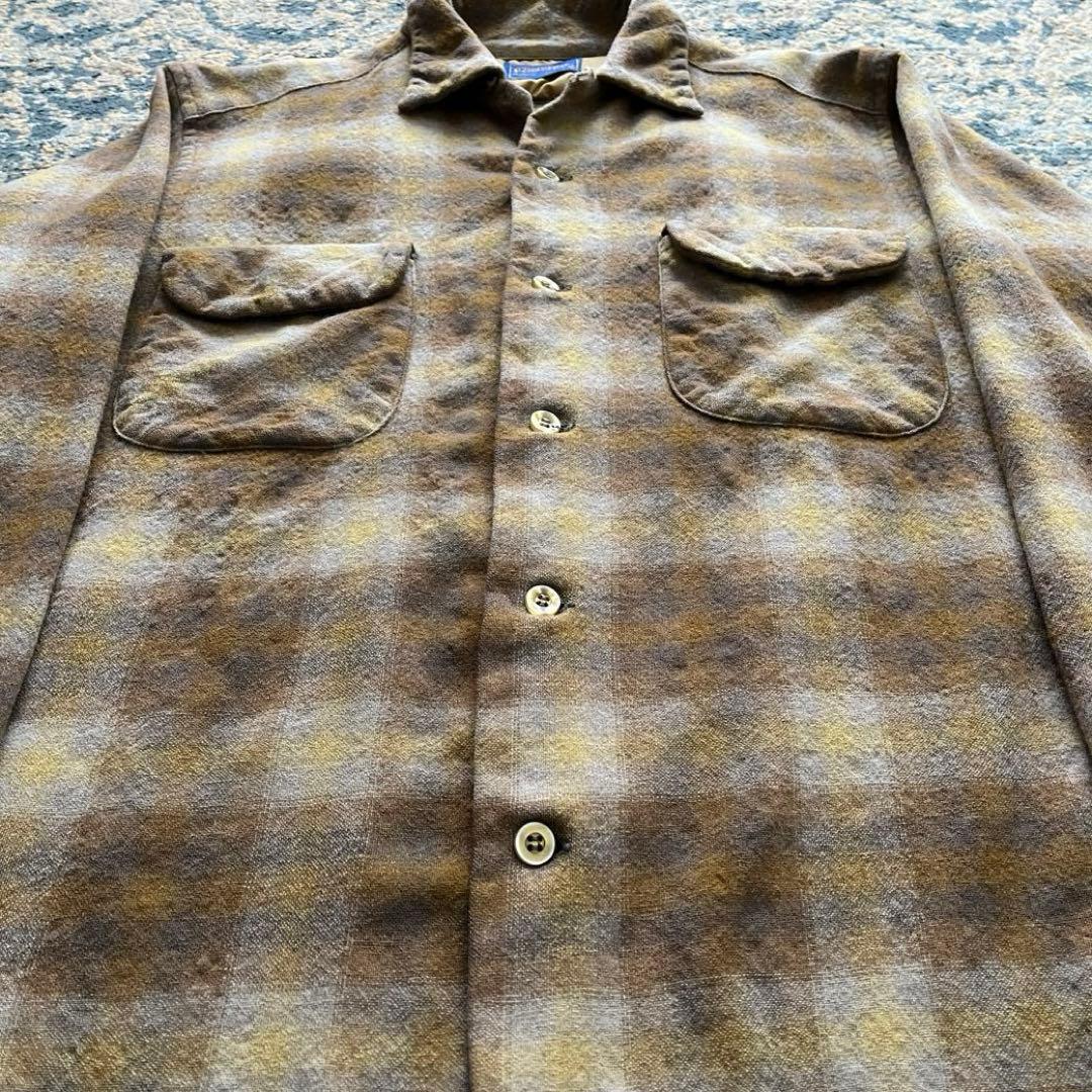 60s ペンドルトン ボード シャツ ウール シャドー オンブレ 50s 70s