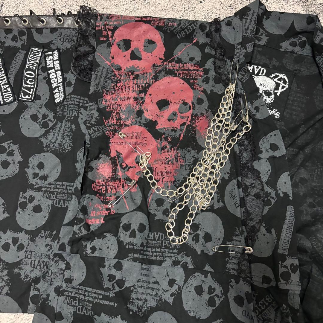 y2k 00s 希少 MADPUNKS 着物ワンピース 髑髏 十字架 チェーン
