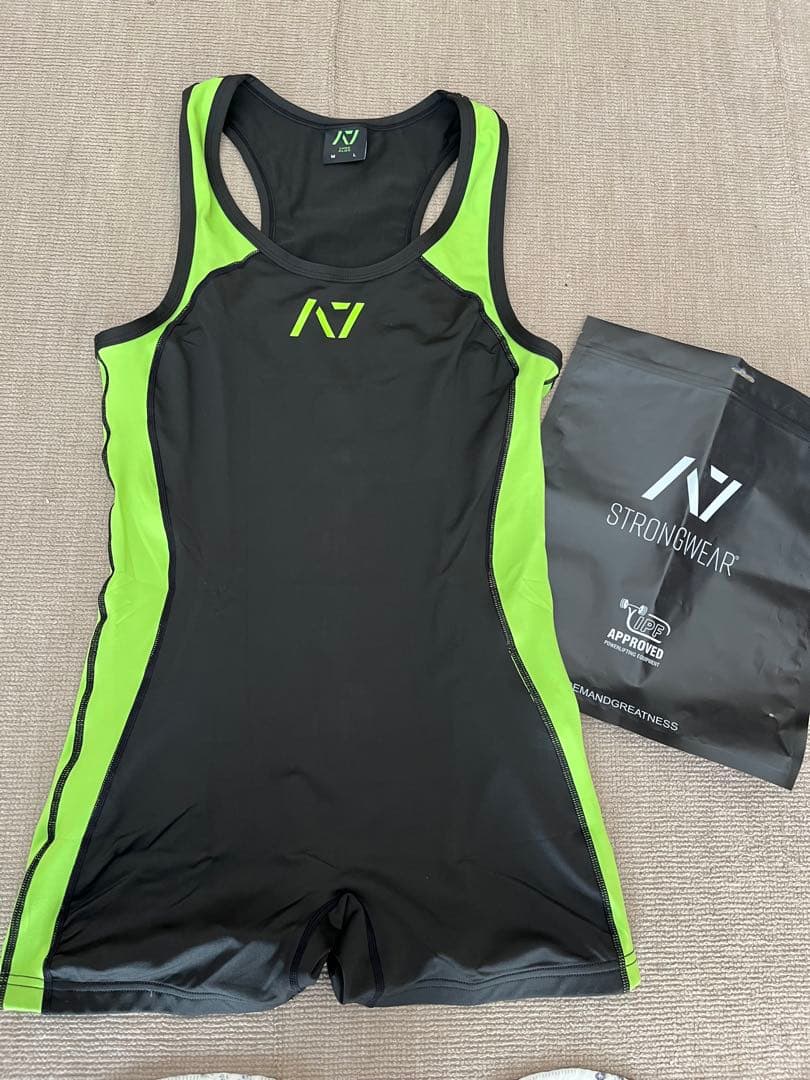 A7 シングレット メンズ L ブラック/ライムグリーン