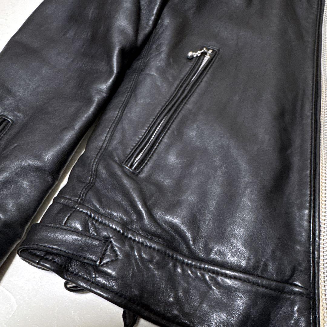極美品】XLサイズ ナノユニバース シープスキン シングルライダース 黒