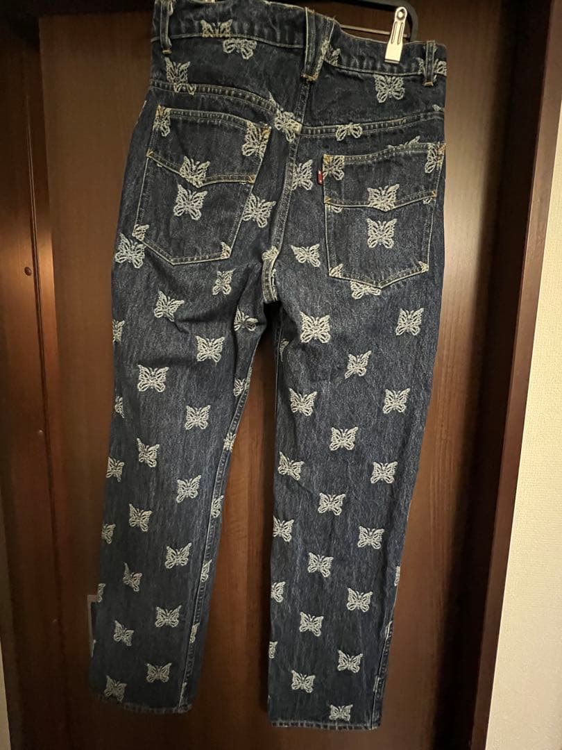 ニードルス バタフライ刺繍 総柄 蝶々 デニムパンツ M