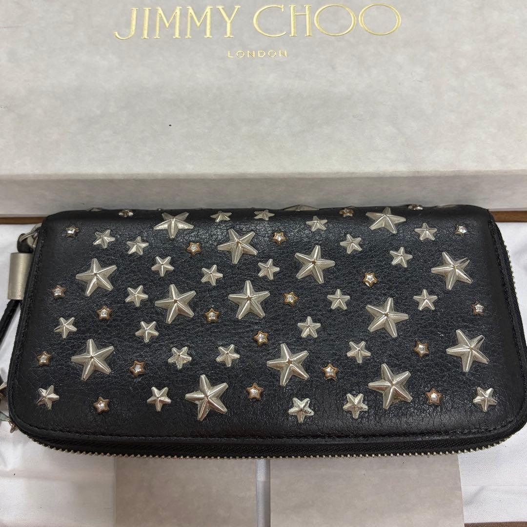 新品同様‼️ ジミーチュウ 財布 長財布 スター スタッズ ラウンド