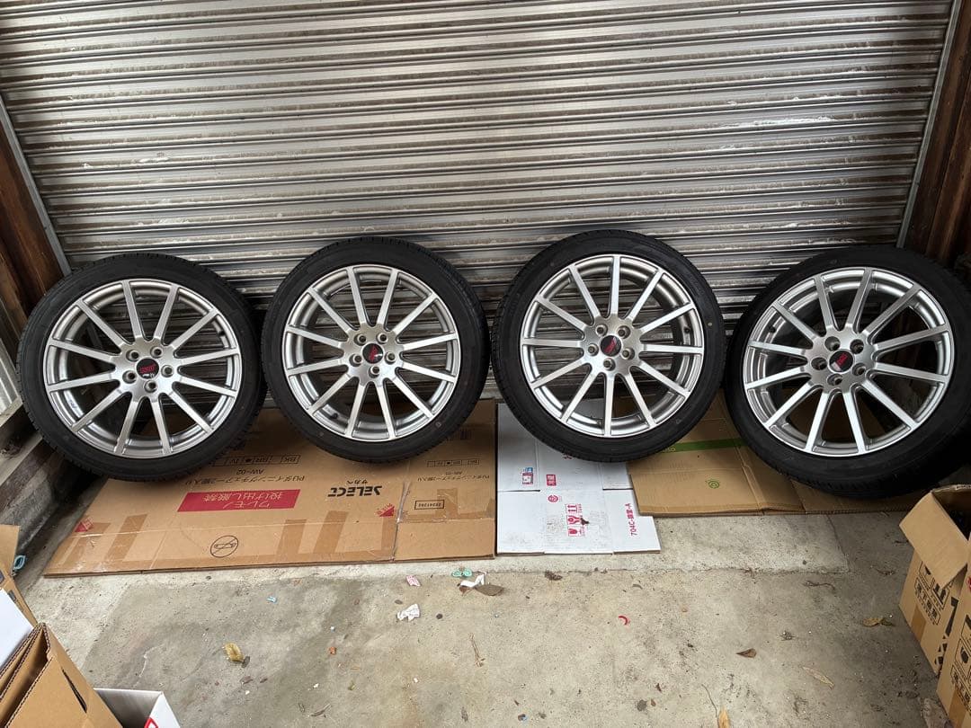 【美品】スバル STI オプション 純正 ホイール 4本 18インチタイヤセット SUBARU（スバル） SG217VC120【スバル純正】STIホイールセット18インチ