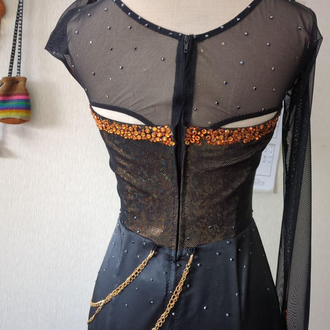 ma様専用品 タカダンス 社交ダンス用黒ドレス 長袖 スパンコール