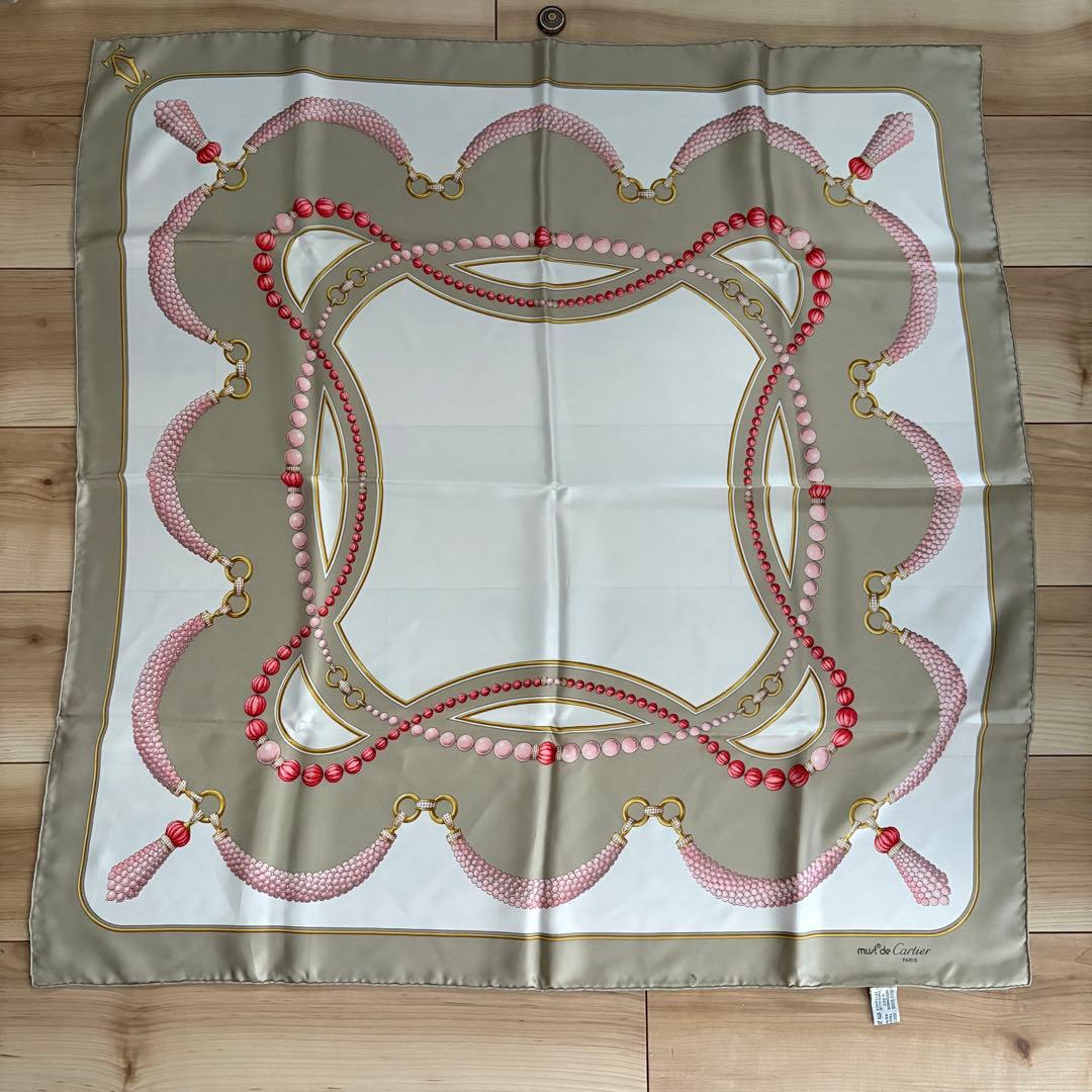 極美品✨Cartie カルティエ シルク イタリア製 大判スカーフ ストール