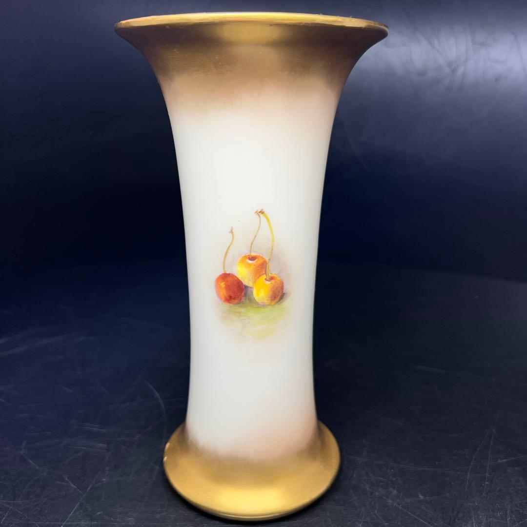 1924年イギリス ロイヤルウースター ペインテッドフルーツ花瓶 共箱