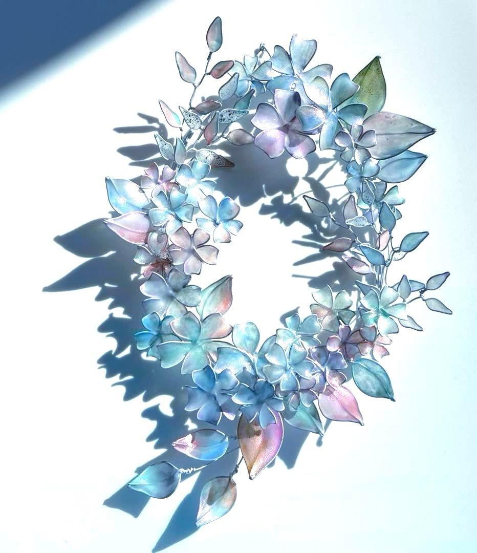 大きなオーロラフラワーリース ワイヤークラフト ディップアート 壁